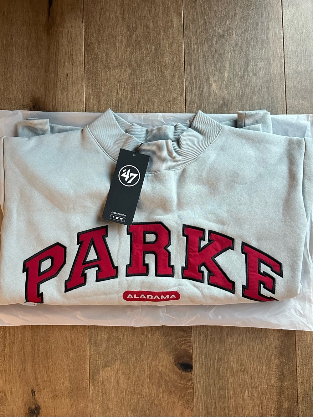 Parke x '47 Alabama Mockneck Grey Crimson Size L/XL NEW - Picture 2 of 7
